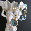 Sailor’s Valentine Pocket Watch Aqua Chalcedony Labradorite Necklace - Antigua IV Necklace