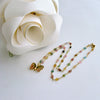 18/14K Solid Gold Pink Green Watermelon Tourmaline Butterfly Necklace - Le Papillon XIV Necklace