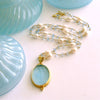 #3 Matera Necklace - Aquamarine Freshwater Pearls Aqua Intaglio Necklace