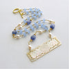 #3 L'offre II Necklace - Antique MOP “P” Monogram Gaming Token Blue Chalcedony Tanzanite