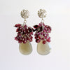 #1 Mona Earrings - Gray Moonstone Garnet Pink Tourmaline Clusters