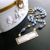 #2 L'offre II Necklace - Antique MOP “P” Monogram Gaming Token Blue Chalcedony Tanzanite