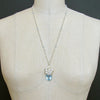 Fancy Cut Blue Topaz Seed Pearl Cluster Pendant Necklace - Diana Necklace