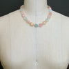 Beryl Aquamarine Morganite Nugget Choker Necklace Opal Inlay Toggle - Candie Necklace