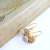 Rose Quartz Pastel Sapphires Cluster Tendrils Earrings - Juliet III Earrings