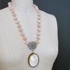 Pink Morganite Filigree Clasp With French Meerschaum Reliquary Ex Voto Pendant - Madonna Necklace