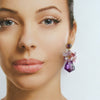 Lab Created Alexandrite Cluster Earrings - Pink Tourmaline Pink Amethyst Moss Ruby Scorolite Orchid Chalcedony - Pansy II Earrings