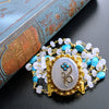 Sleeping Beauty Turquoise Moonstone Georgian Pinchbeck Clasp Bracelet - Dottie Bracelet