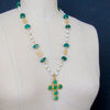 #5 Maura Necklace - Pearls Green Onyx Venetian Glass Intaglio Cross