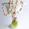 #5 Marjory Necklace  Opaline Scent Bottle Peridot Pink Pearls