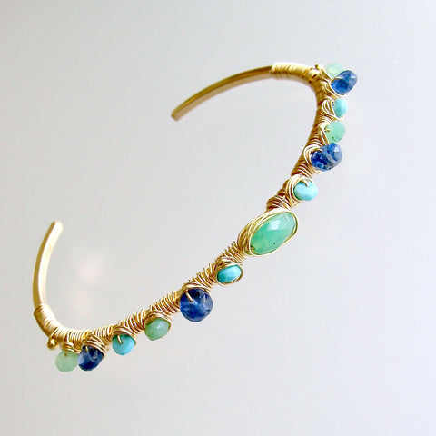 #1 Morgaine Stacking Bracelet Chrysoprase Kyanite Turquoise
