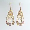 #1 Maries Folly Earrings - Watermelon Tourmaline Pearls Chandelier Earrings