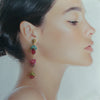 Watermelon Tourmaline Slices Pink Topaz Apatite Peridot Duster Earrings - Andrea V Earrings