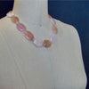 Morganite Oval Slabs Rose Quartz Rhodochrosite Inlay Toggle - Bettina Necklace