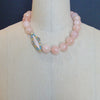 Morganite Beryl Ballet Pink Opal Inlay Toggle Choker Necklace - Dahlia V Necklace