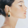 London Blue Topaz Seed Pearls Moonstone Cluster Earrings - Dione VIII Earrings