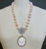 Pink Morganite Filigree Clasp With French Meerschaum Reliquary Ex Voto Pendant - Madonna Necklace