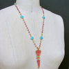 Venetian Glass Medusa Intaglio Cameo Pink Sapphire Turquoise Quatrefoil Necklace - Medusa Urn Necklace