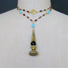 #9 Adrianna Necklace - Austro Hungarian Fob Garnets Turquoise