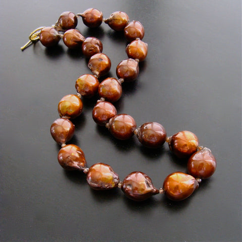 #2 Ardria Necklace - Copper Baroque Pearls Natural Topaz
