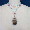 #11 Ainsley Necklace - Turquoise Pink Topaz Austro Hungarian Chatelaine Scent Bottle