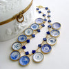 #4 China Doll Blue White Necklace - Lapis Quatrefoils Blue White Plates