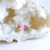 #2 Dacia Post Earrings - Pink Sappire Moss Aquamarine Peridot Rose Quartz Flower Earrings