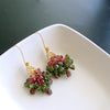 #2 Caprice Earrings - Rubellite Green Apatite Watermelon Tourmaline Cluster Earrings