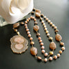#3 Angela III Necklace - Peruvian Pink Opal Agate Coin Pearls Stalactite Pendant Necklace