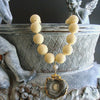 #4 Mitzi Necklace - Vintage Celluloid French Ivory Conchina Druzy Pendant