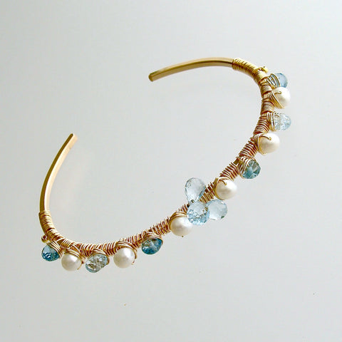 #1PM Diana Stacking Bracelet - Blue Topaz Pearls