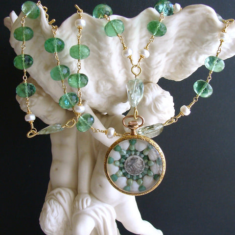#5 Genovesa Necklace - Green Fluorite Prasiolite Sailors Valentine Necklace