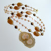 #1 Angela III Necklace - Peruvian Pink Opal Agate Coin Pearls Stalactite Pendant Necklace