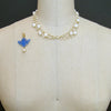 Freshwater Pearls Cornflower Blue Venetian Glass Intaglio Cameo Cherub Necklace - Taormina II Cherub Necklace