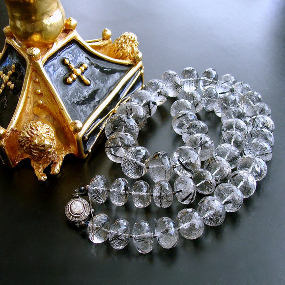 #5 Tessa Necklace - Tourmilated Quartz Polki Diamond Clasp Necklace