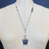 #9 Ayla Necklace - Georgian Silver Paste Enamel Pendant Keishi Pearls Kyanite & Rock Crystal