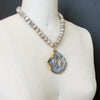 #6 Maisie Necklace - Mystic Peach Moonstone Conchina Druzy Pendant