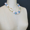 Beryl Aquamarine Morganite Choker Necklace Opal MOP Toggle Clasp - Fontanne IV Necklace