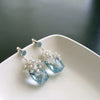 #4 Diana IV Earrings - Blue Topaz Moonstone Seed Pearls