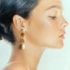 Watermelon Tourmaline Slices Flameball & Cultured Pearl Post Earrings - Aleksandra Earrings