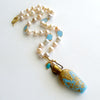 #1 Penina Necklace - Blue Opaline Scent Bottle Pearls Turquoise