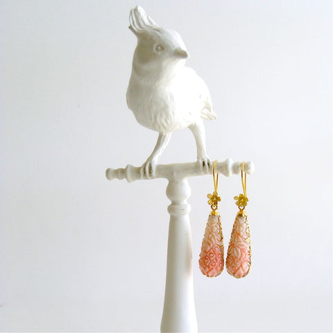 #1 Lucy Earrings - Carved Shell Dangle Earrings