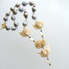 #1A Les Anges Espiegles Necklace - Gray Baroque Pearls EcoIvory Cherubs