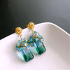 #3 Bella Cluster Earrings - Blue Green Ametrine Topaz Apatite Green Onyx