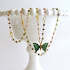 #5 Le Papillon XI Necklace - Blue Green Tourmaline Butterfly Tourmaline Stations Chain