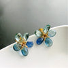 #5 Flori Earrings - Fluorite Kyanite Flower Post Earrings