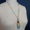 #7 Penina Necklace - Blue Opaline Scent Bottle Pearls Turquoise