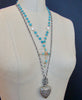 #7 Cressida Necklace - Repousse Sterling Heart Chatelaine Scent Bottle CZ Chain