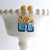 #1 Dione IV Earrings - London Blue Topaz Seed Pearl Moonstone Cluster Earrings