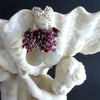 #2 Mona Earrings - Gray Moonstone Garnet Pink Tourmaline Clusters